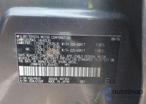 2015 Toyota Rav4 Le from USA, damaged, VIN JTMBFREV1FJ044401